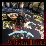 Cartes des 7 familles par Cyb, art gothique et vanités numériques.