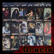 Cartes de l’Oracle des Ombres par Cyb, art gothique et vanités numériques.
