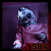 A child with a blank stare in a pink room – a horrific portrait and digital vanity. – creation 584 by Cyb