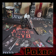 Deadly Elegance gothic poker deck staged with accessories